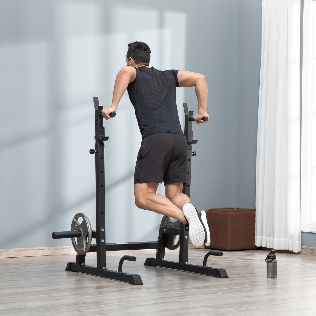 Verstelbaar halter- en barbellrek, staal, capaciteit 150 kg