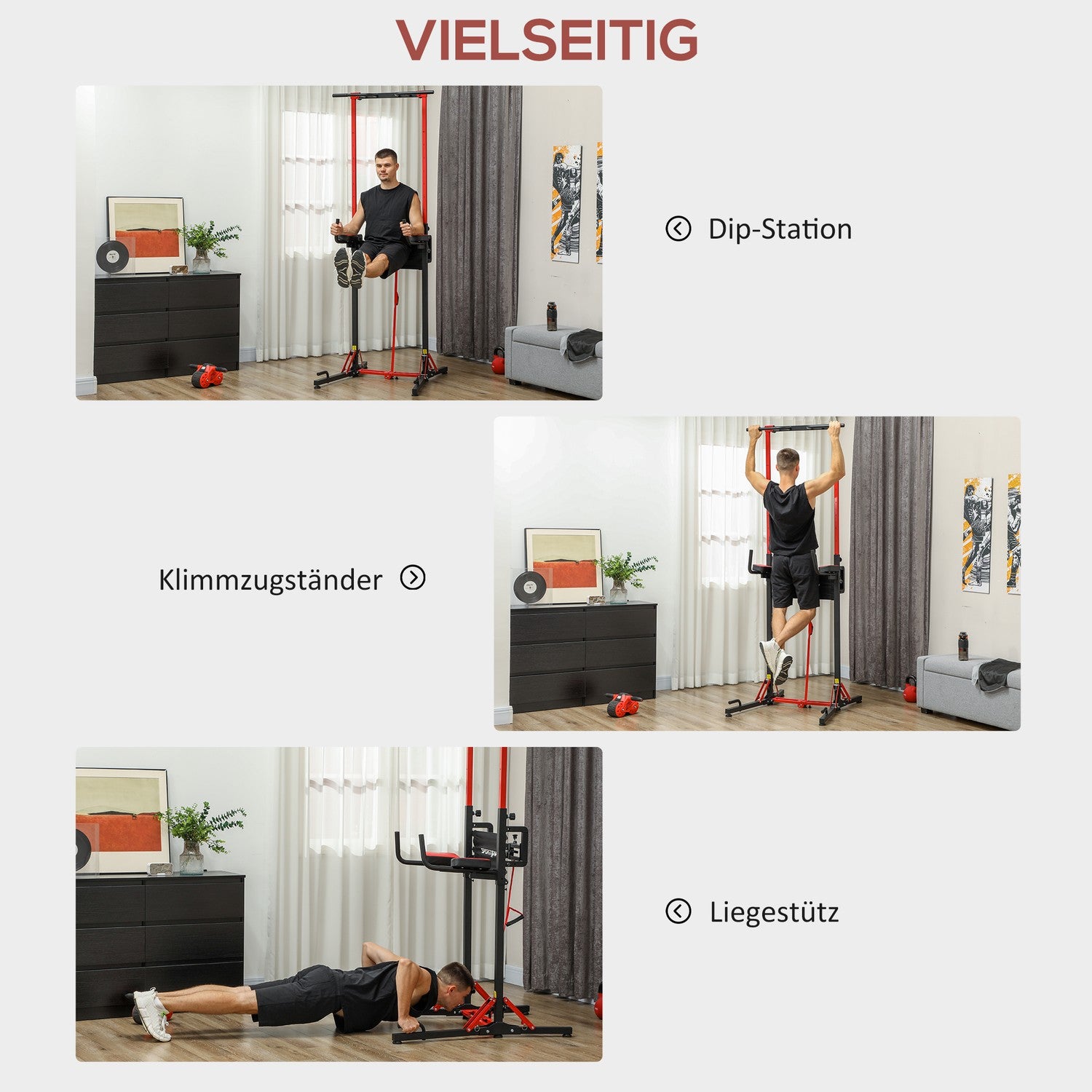 Verstelbare opvouwbare Power Tower 127-223 cm voor thuisgym