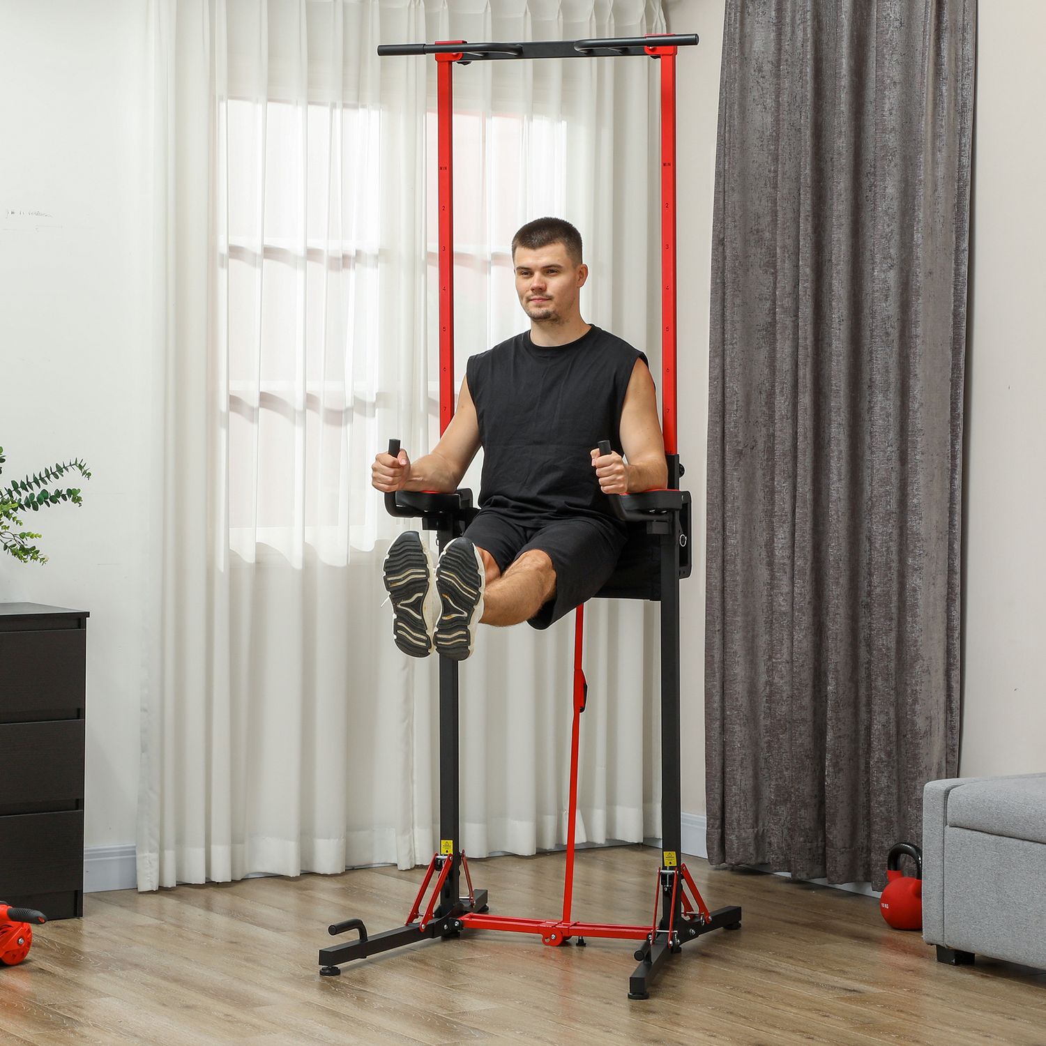 Verstelbare opvouwbare Power Tower 127-223 cm voor thuisgym