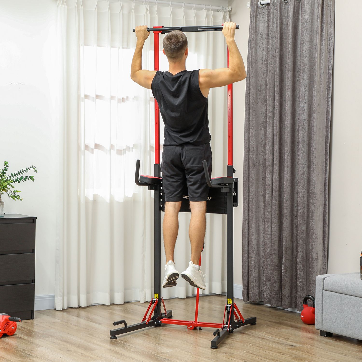 Verstelbare opvouwbare Power Tower 127-223 cm voor thuisgym