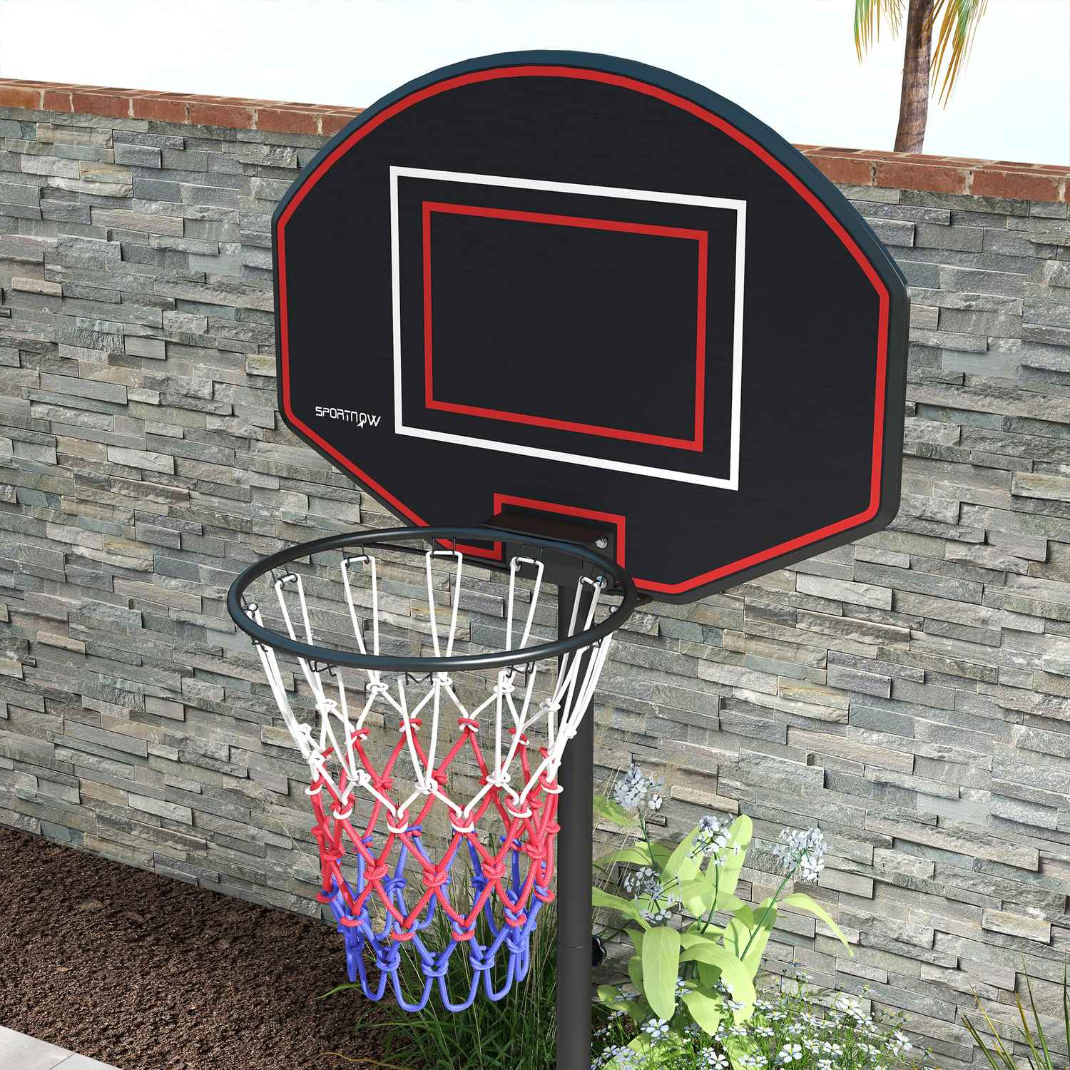 Verstelbare basketbalstandaard, 221-282 cm, onbreekbaar backboard