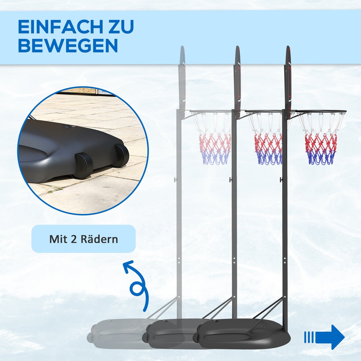 Verstelbare basketbalstandaard, 221-282 cm, onbreekbaar backboard