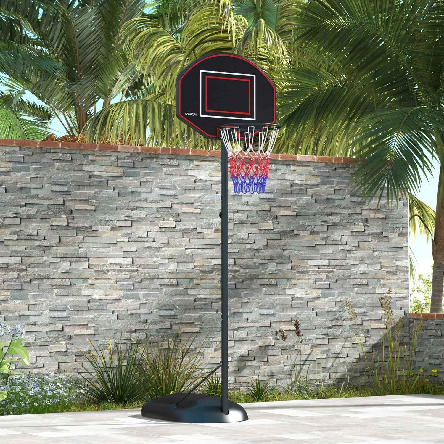 Verstelbare basketbalstandaard, 221-282 cm, onbreekbaar backboard