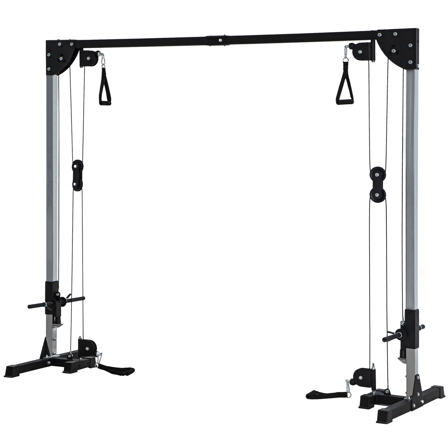 Kabeltrekkrachtstation voor thuis, plug-in gewichten tot 50 kg belasting per zijde, kabeltrekkrachtstation met handgrepen, vrijstaand kabeltrekkrachtstation voor oefeningen homegym 245 x 207 cm |