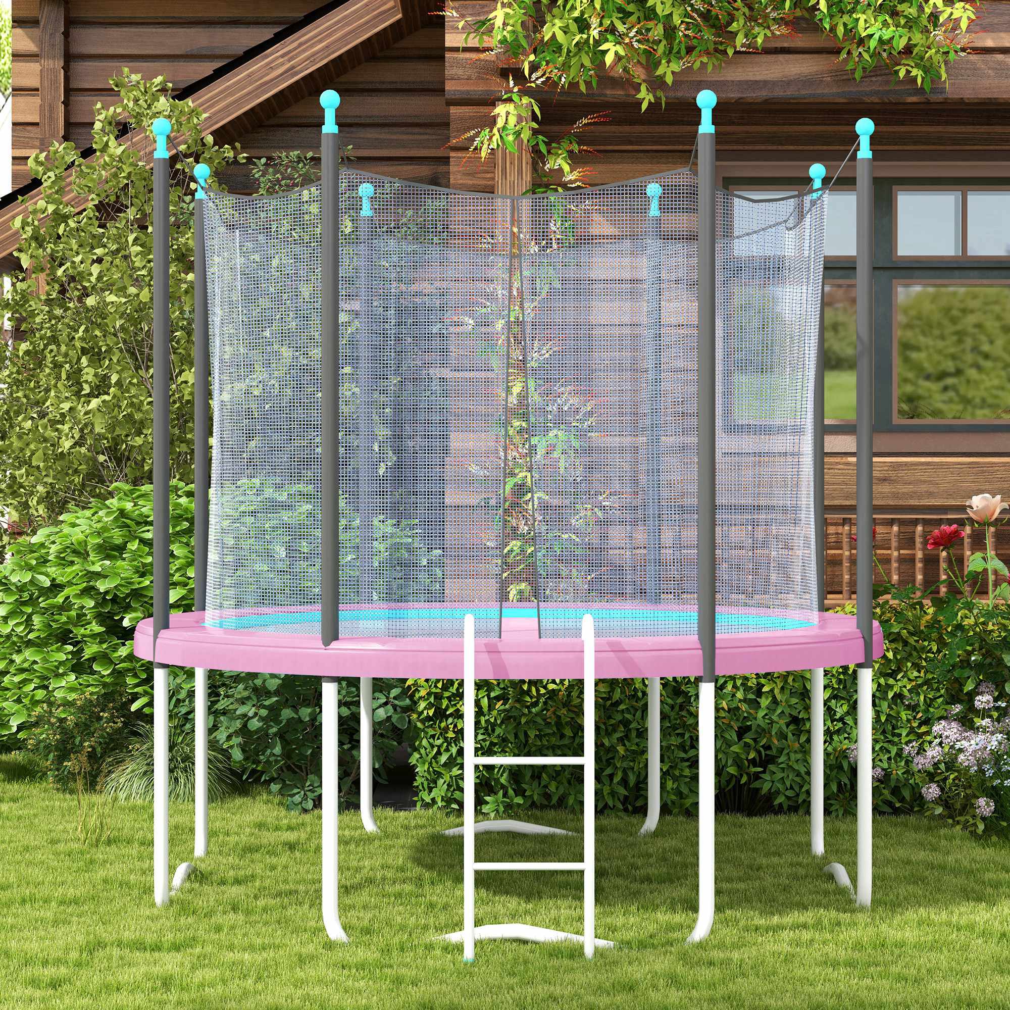 Kantskydd för studsmatta, vattentätt, rivningsbeständigt, 244 cm, rosa