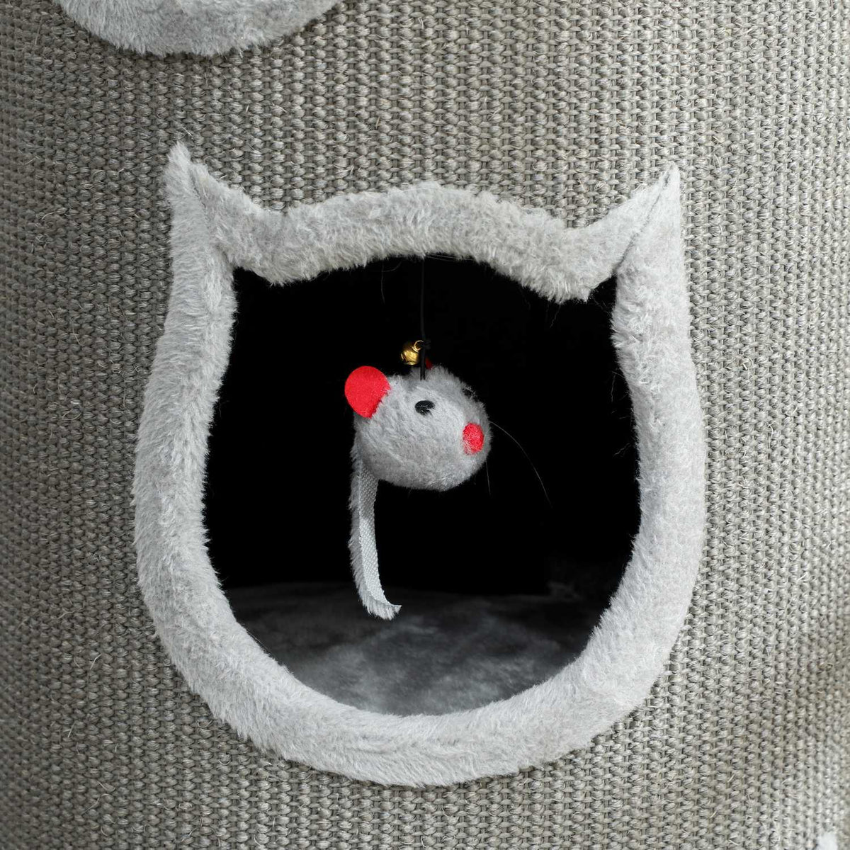 Kattenkrabpaal met wasbare ligmand, 96 cm, 3 schuilplekken, grijs