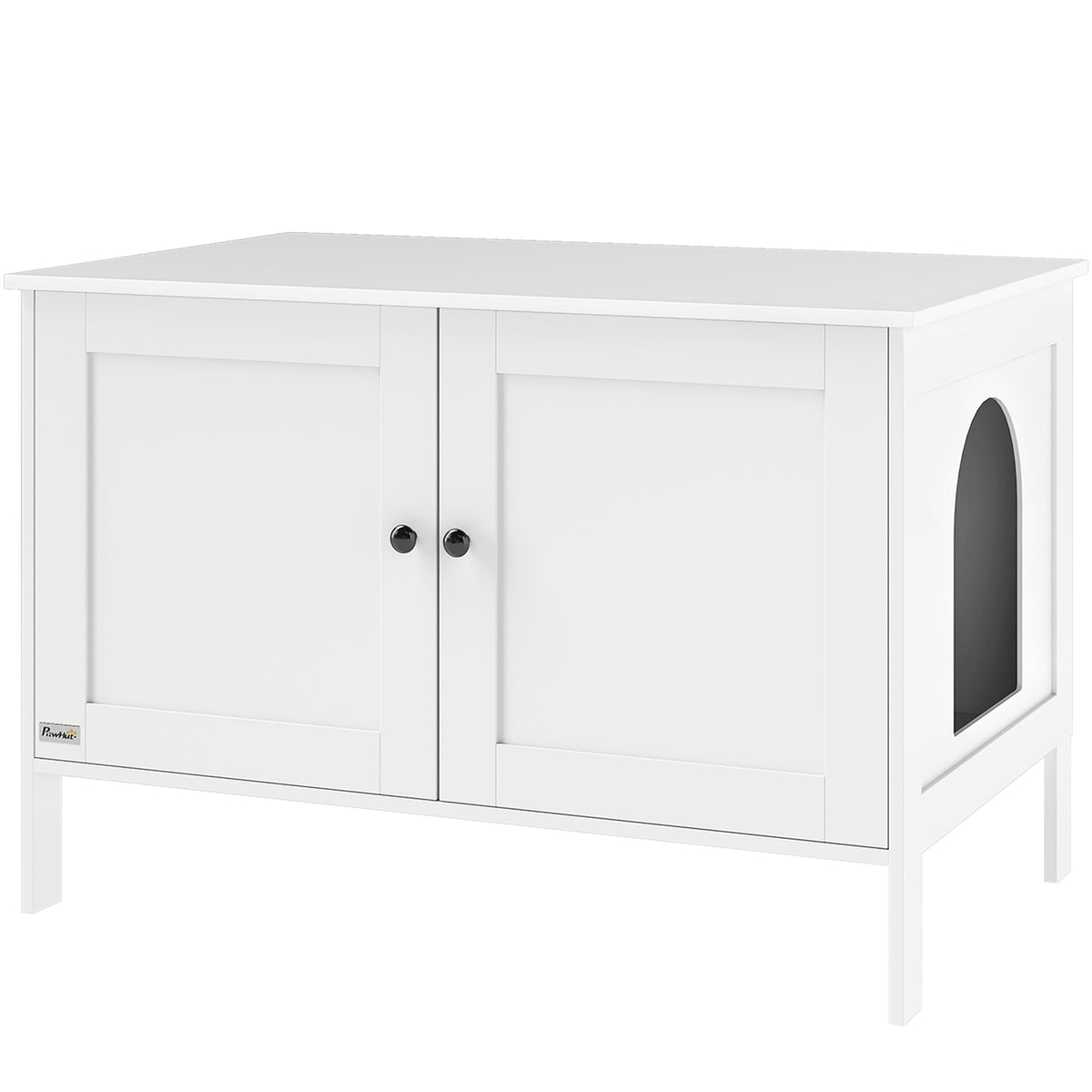 Kattenbakmeubel, kattenhuis met deurafscheiding, kattenbak voor grote katten, 80 x 51 x 54 cm, wit