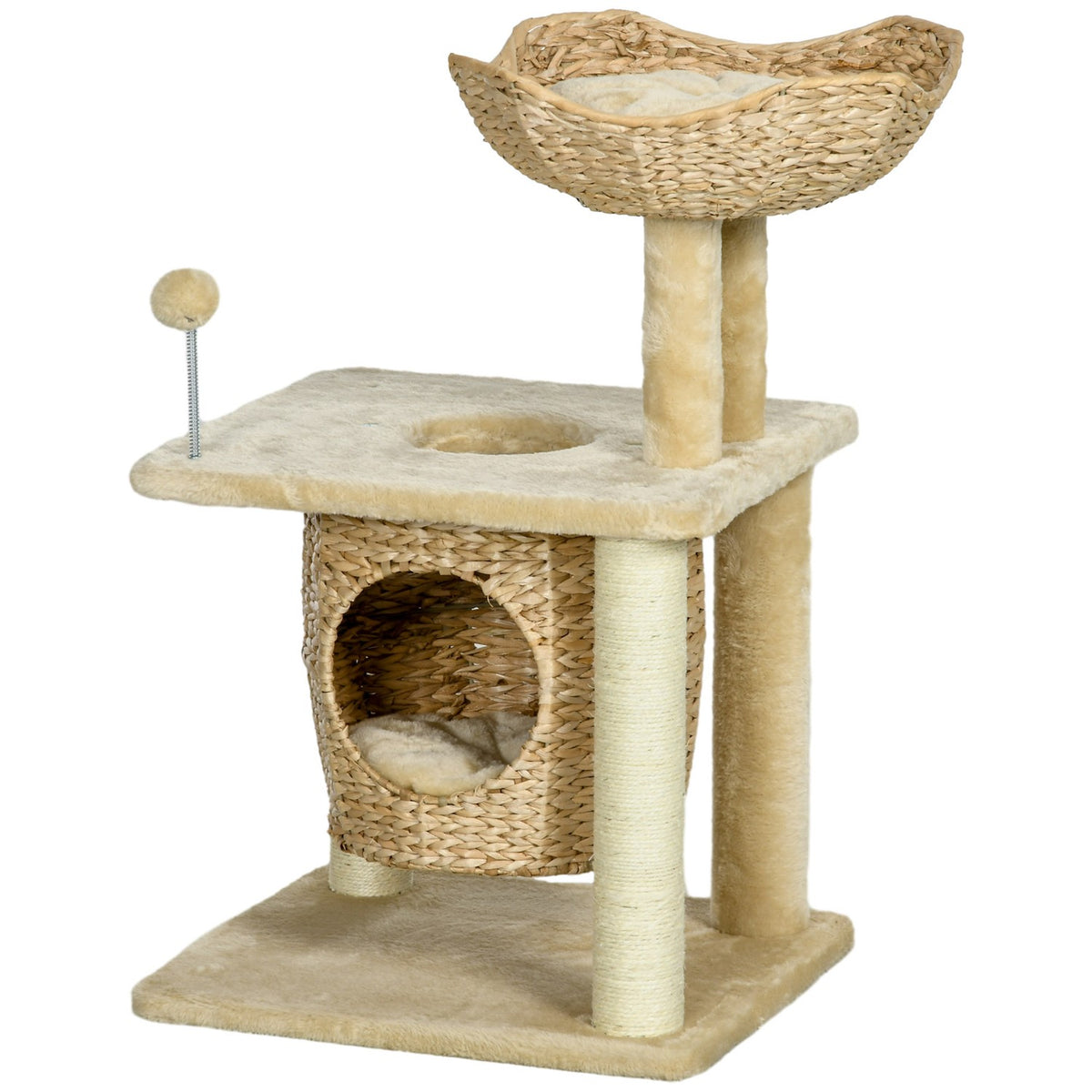 Krabpaal met grot en mand, 74 cm, Beige