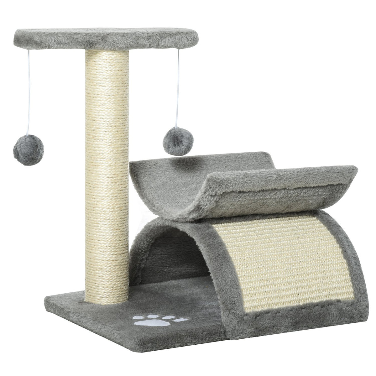 Krabpaal met speelbal, 40x30x43 cm, lichtgrijs