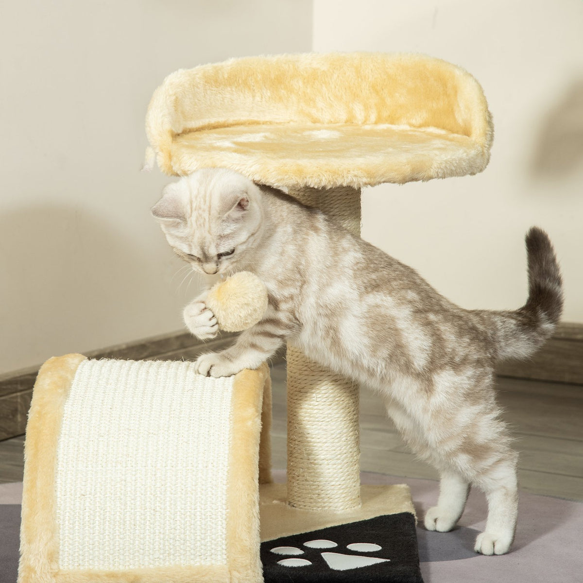 Krabpaal met sisaltouw, Beige, 35,5x37x46cm