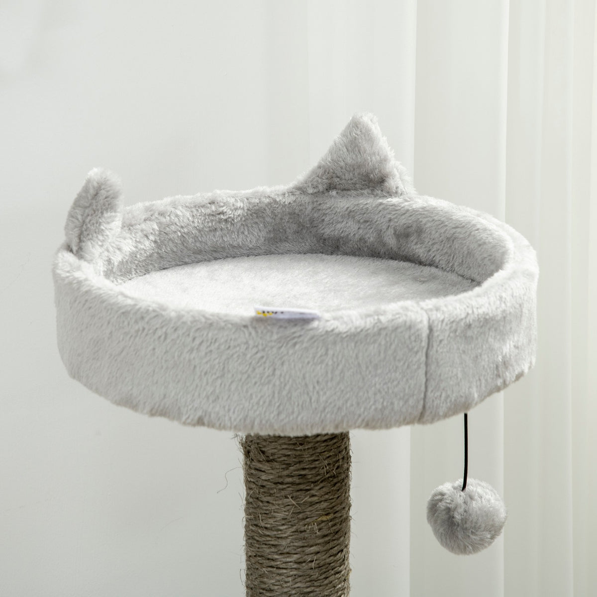 Krabpaal met grot & sisal, 113 cm, lichtgrijs