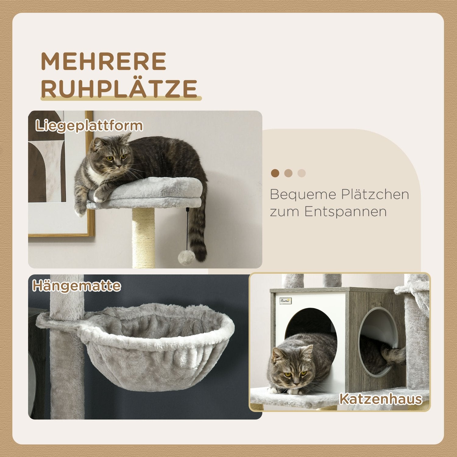 Kattenboom 141,5 cm met grot, speelbal, ligplek en sisal