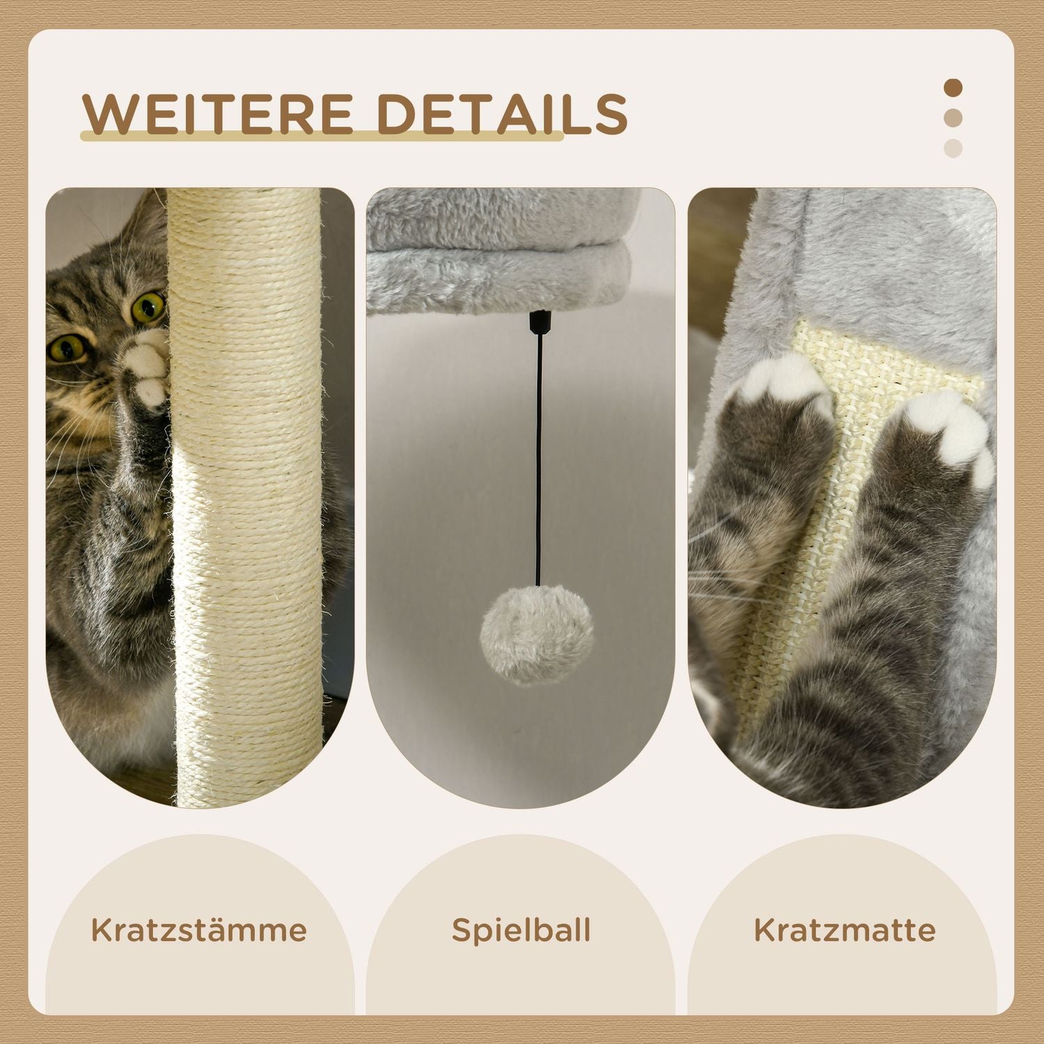 Kattenboom 141,5 cm met grot, speelbal, ligplek en sisal