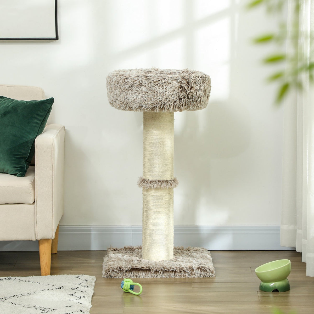 Krabpaal met bedje – 87 cm hoog, sisal, voor katten tot 6 kg