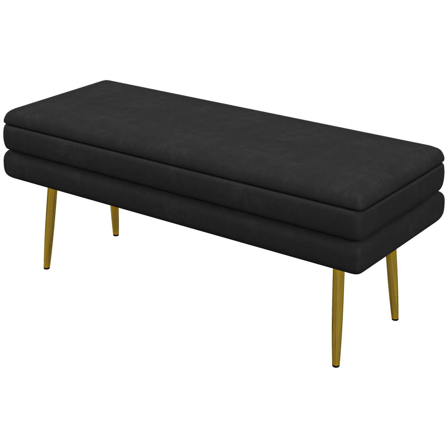 Klädd bänk med förvaringsutrymme, stål, 100 cm x 37,5 cm x 42 cm, svart
