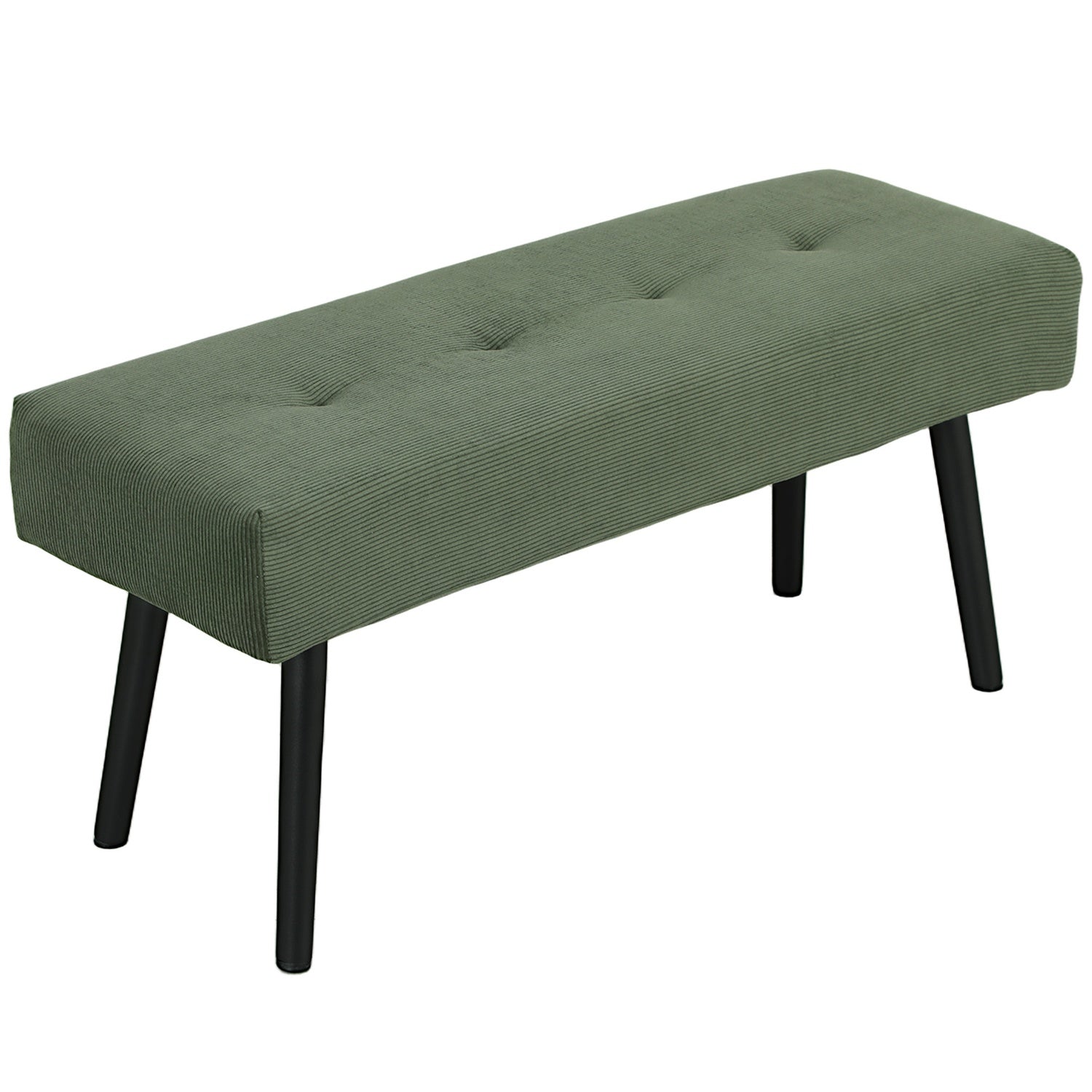 Beklede bank met corduroy bekleding, bedbank met metalen poten, schoenenbank 100 x 36 x 45 cm Groen
