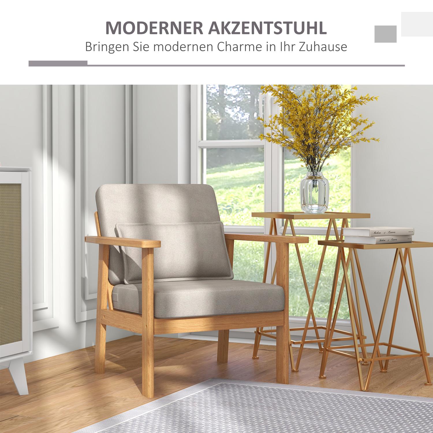 Grijze accentstoel met armleuningen – 70x72x76 cm