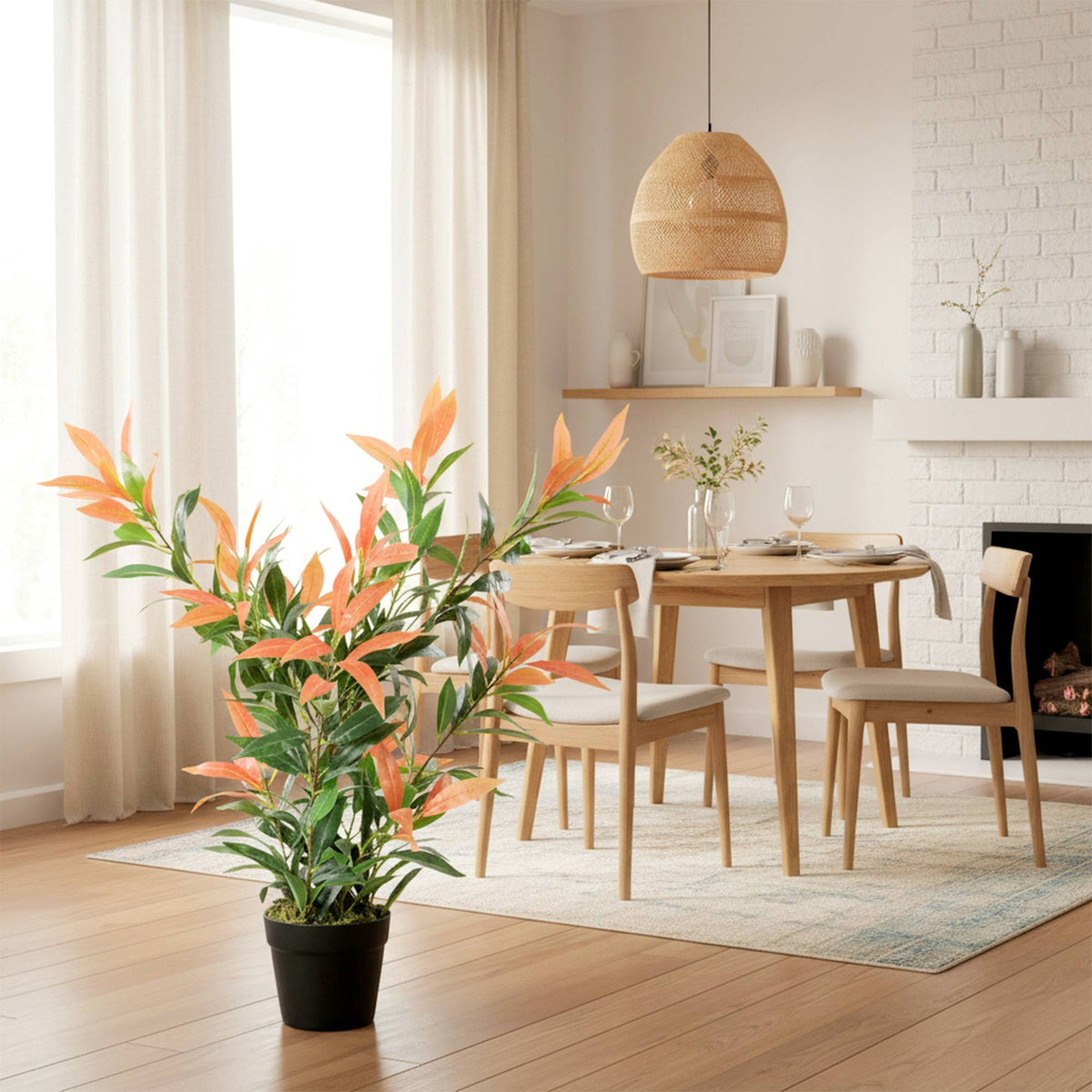 Kunstmatige Photinia-plant, 90 cm, 300 bladeren, verstelbare takken