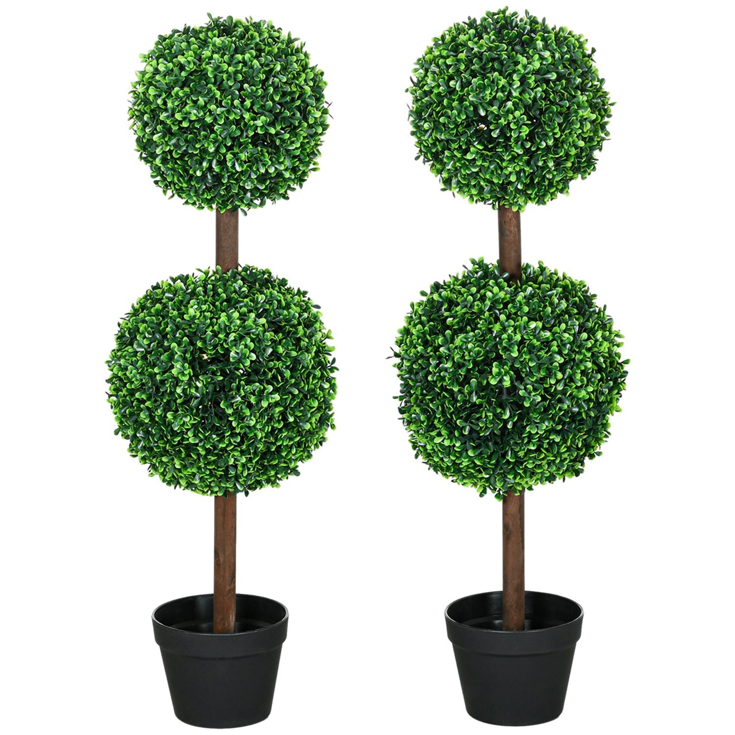 Kunstmatige Buxusboom, 90 cm, UV-bestendig, set van 2