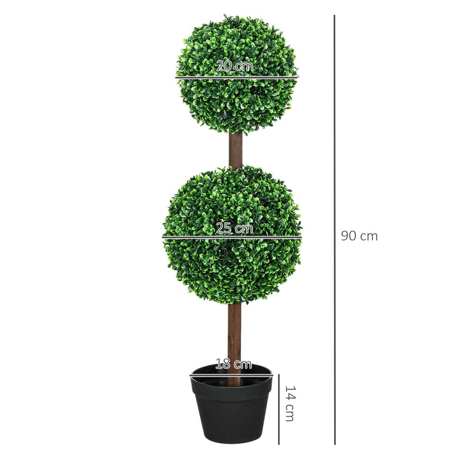 Kunstmatige Buxusboom, 90 cm, UV-bestendig, set van 2