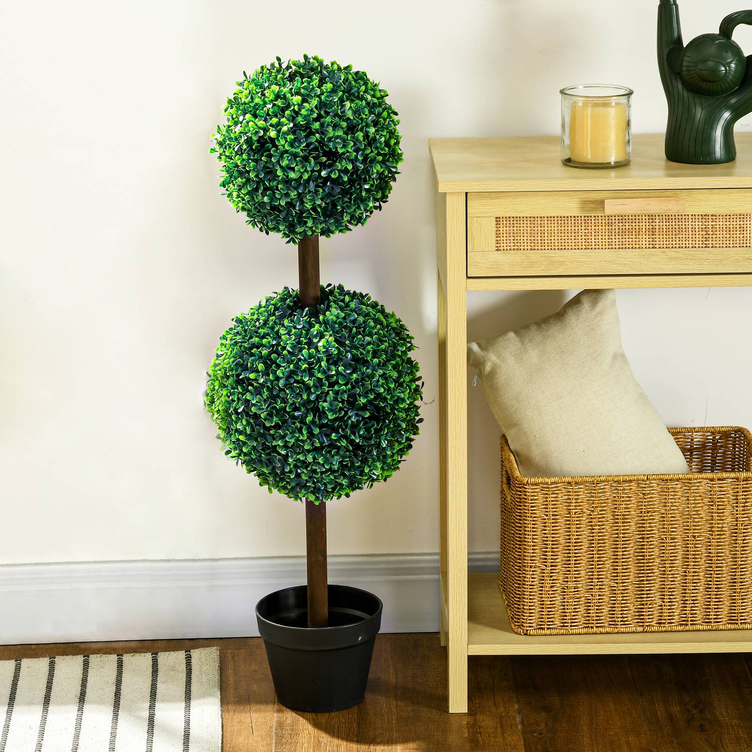 Kunstmatige Buxusboom, 90 cm, UV-bestendig, set van 2