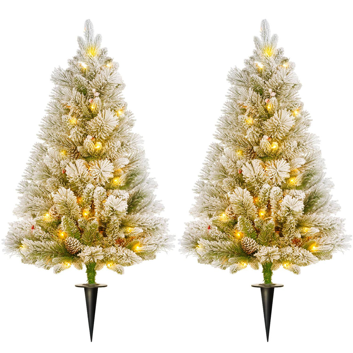 Kunstkerstbomen, 90 cm, 100 LED-lampjes, set van 2