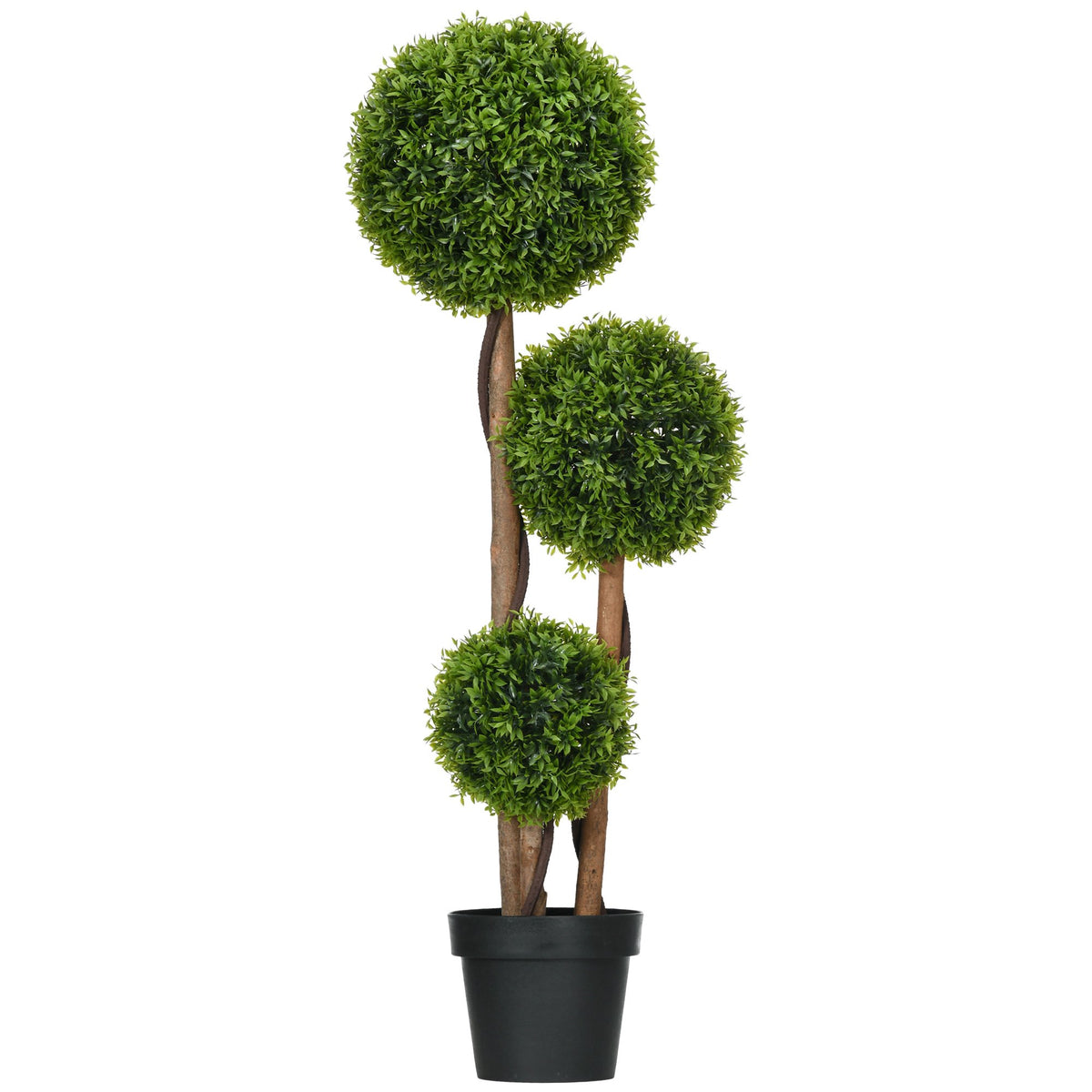 Kunstbuxus, 110 cm, uv-bestendig, 3 bollen