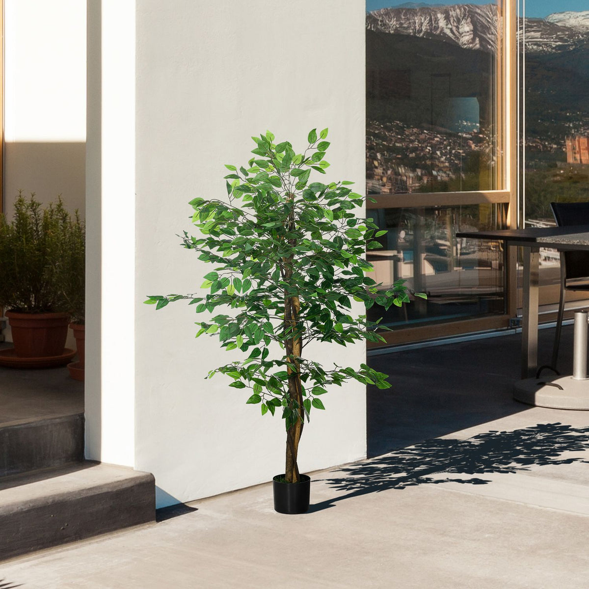 Kunstmatige ficusboom 150 cm met beplanting – natuurgetrouwe kamerplant