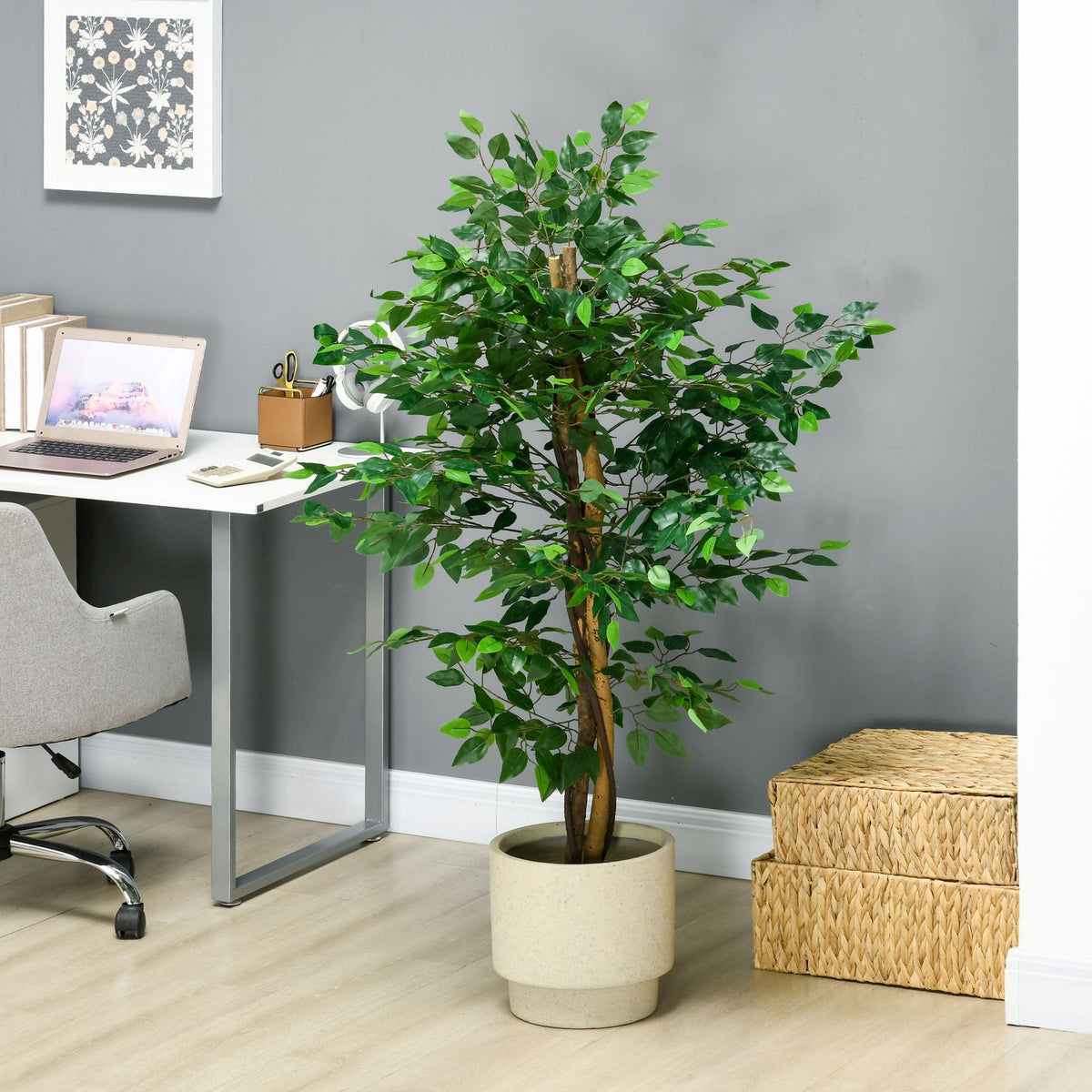 Kunstmatige ficusboom 150 cm met beplanting – natuurgetrouwe kamerplant