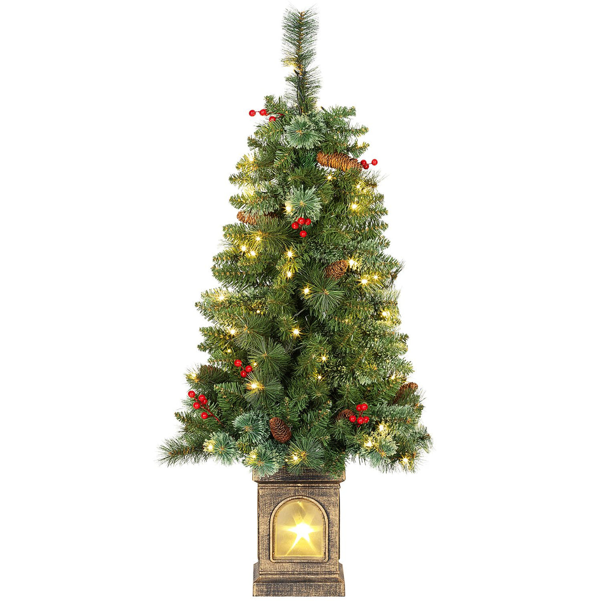 Kunstkerstboom, 120 cm, 100 ledlampjes, 8 standen