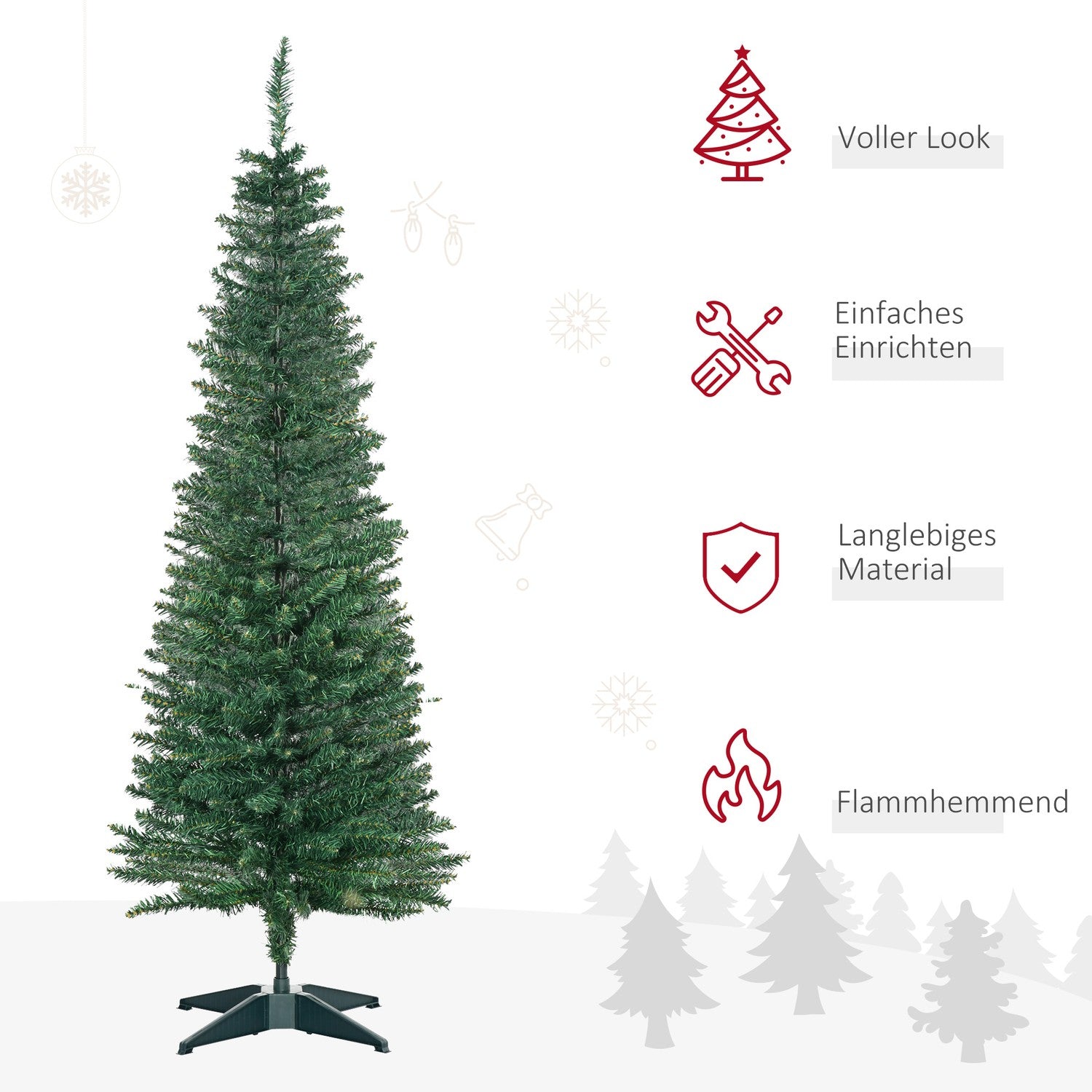 Kunstkerstboom, 1,5 m PVC-boom met standaard