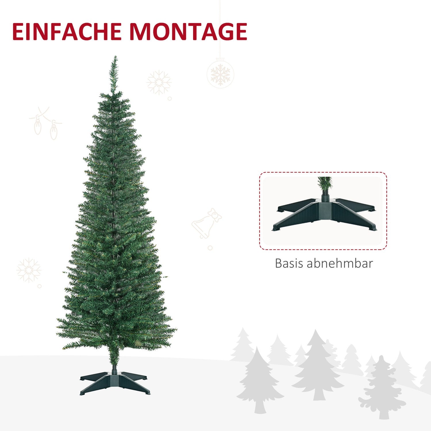 Kunstkerstboom, 1,5 m PVC-boom met standaard