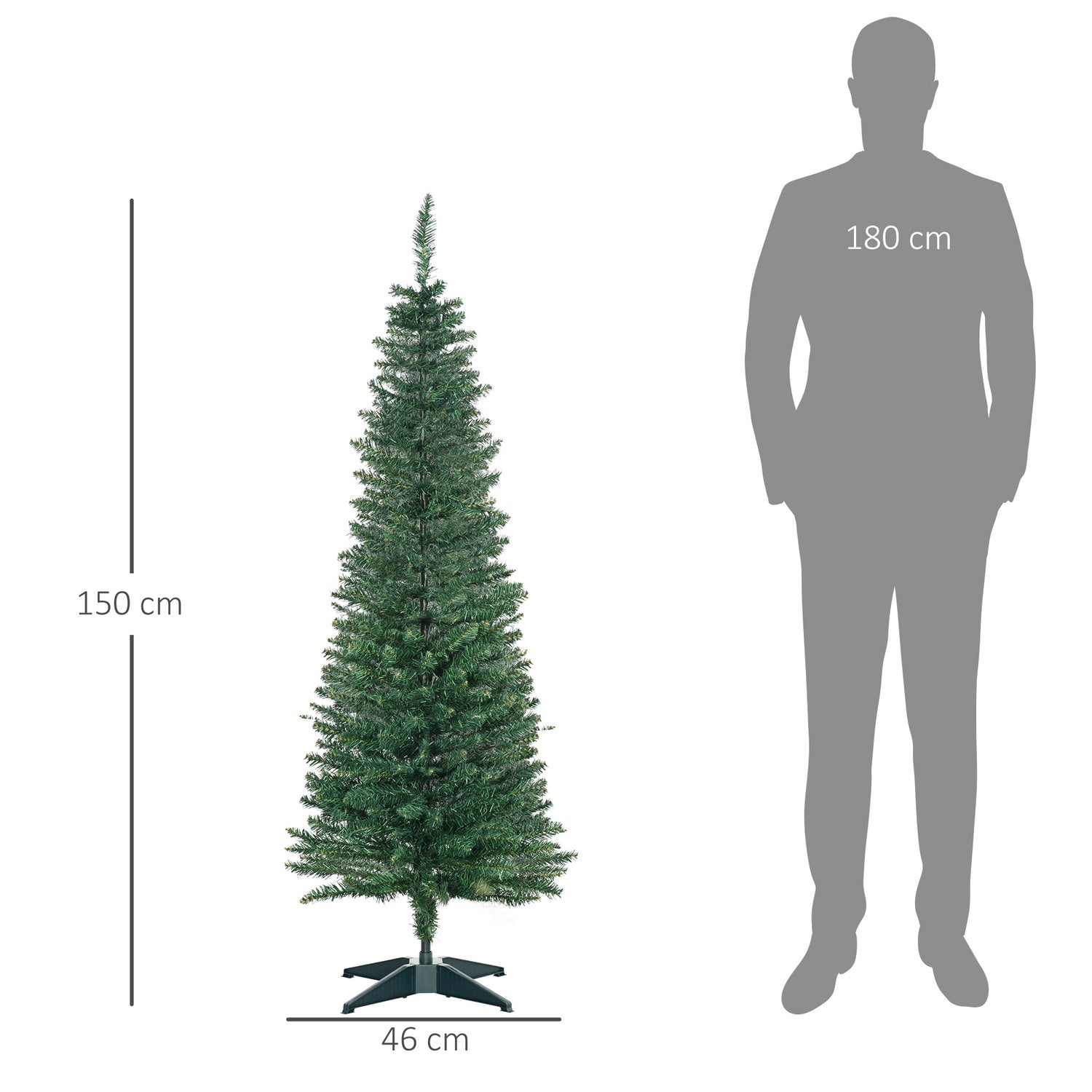 Kunstkerstboom, 1,5 m PVC-boom met standaard