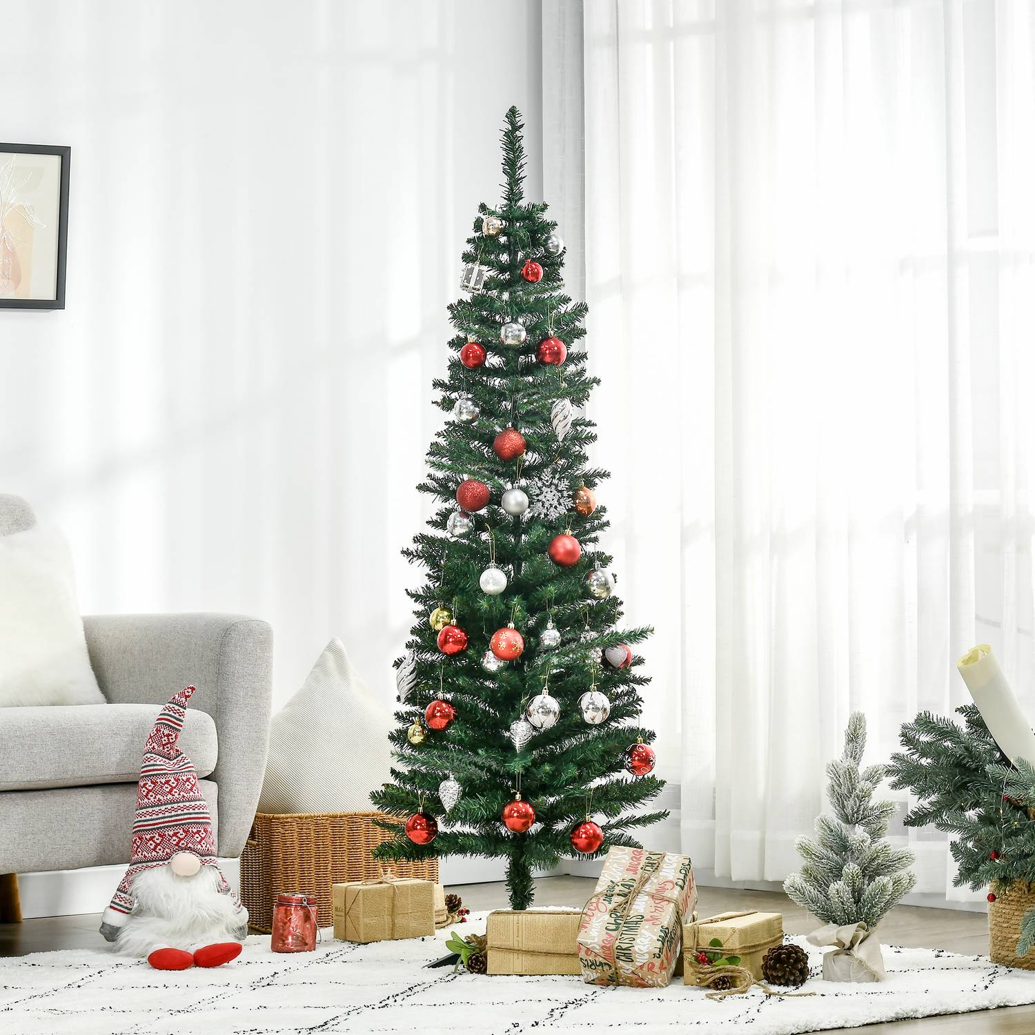 Kunstkerstboom, 1,5 m PVC-boom met standaard
