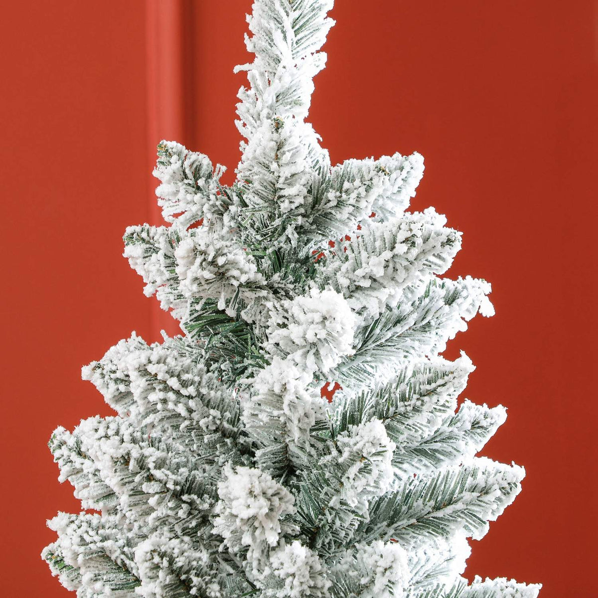 Kunstkerstboom, 183 cm, smal met sneeuweffect