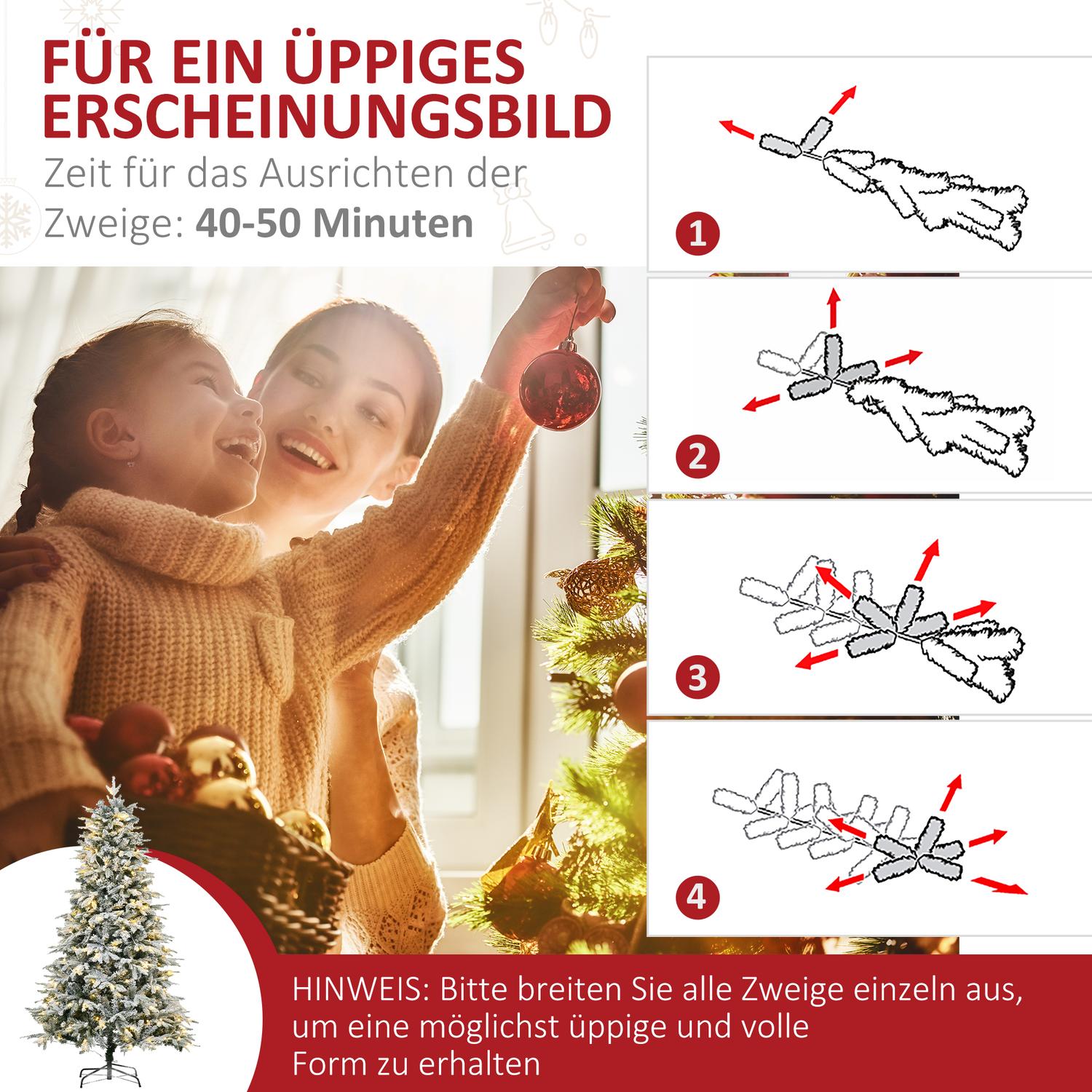 Kunstkerstboom met verlichting, 180 cm, sneeuweffect