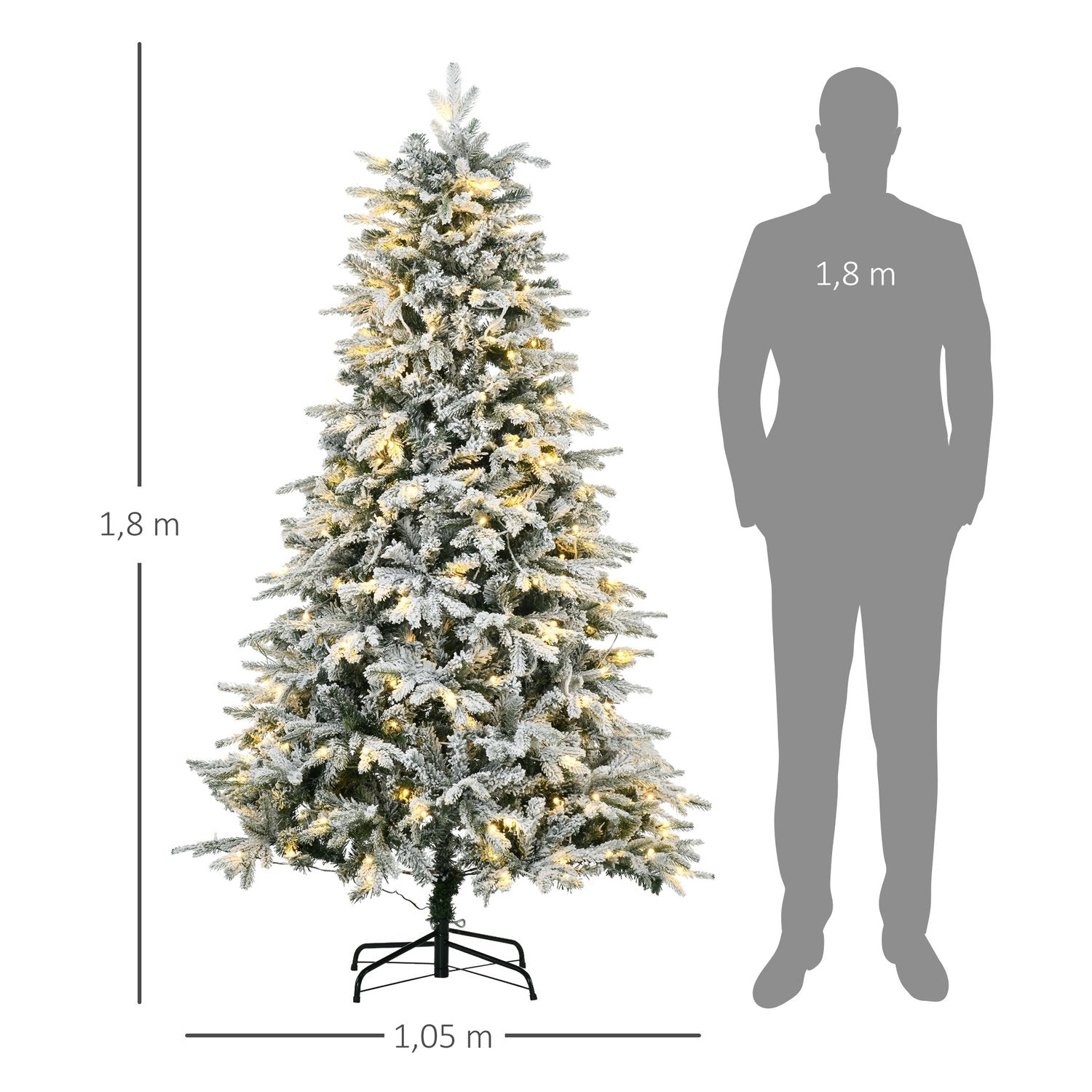 Kunstkerstboom met verlichting, 180 cm, sneeuweffect