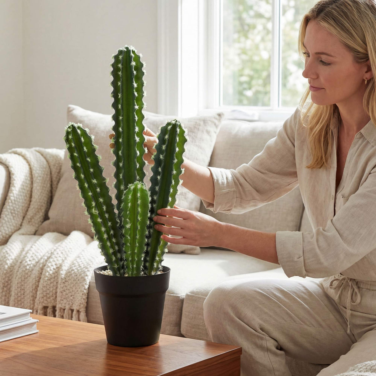 Kunstmatige cactusplant in pot – 53 cm, onderhoudsvrij