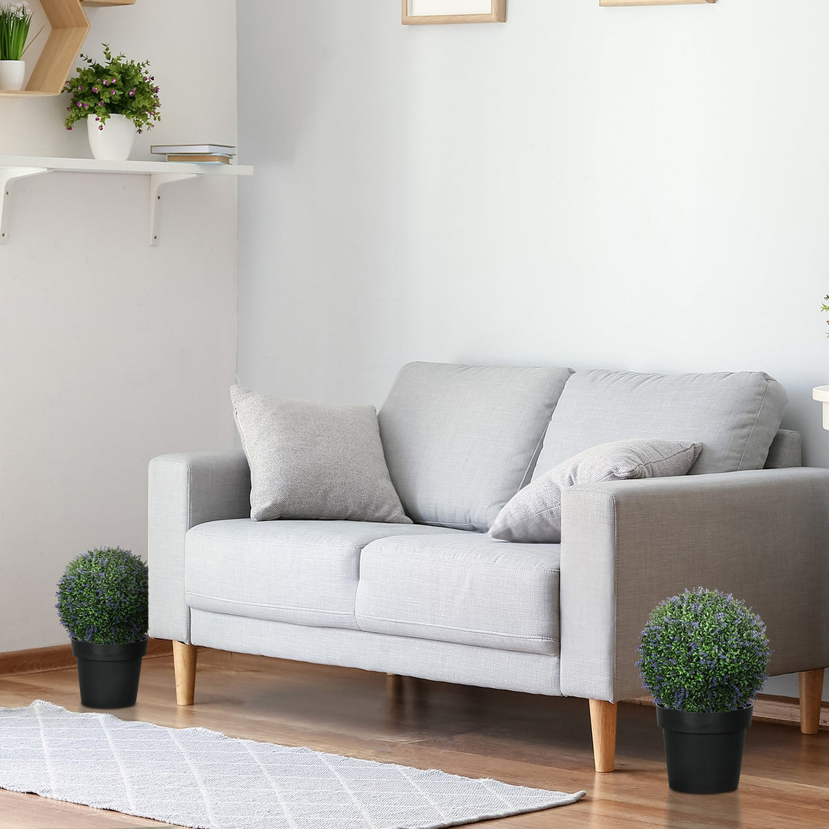 Kunstmatige lavendel: 42 cm bolvormige plant voor thuis en op kantoor
