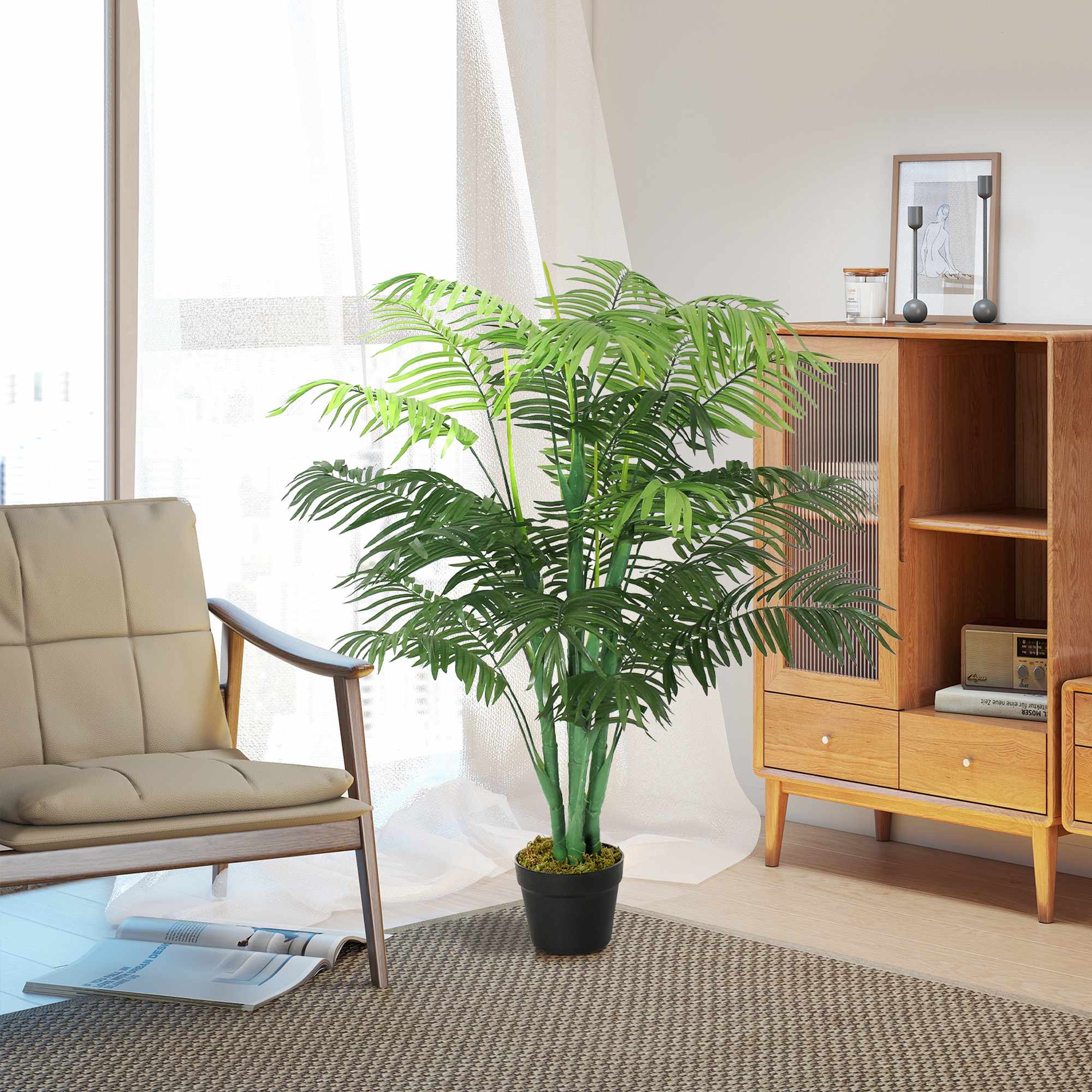 Konstgjord palm, 125 cm, inomhus/utomhus, lättskött
