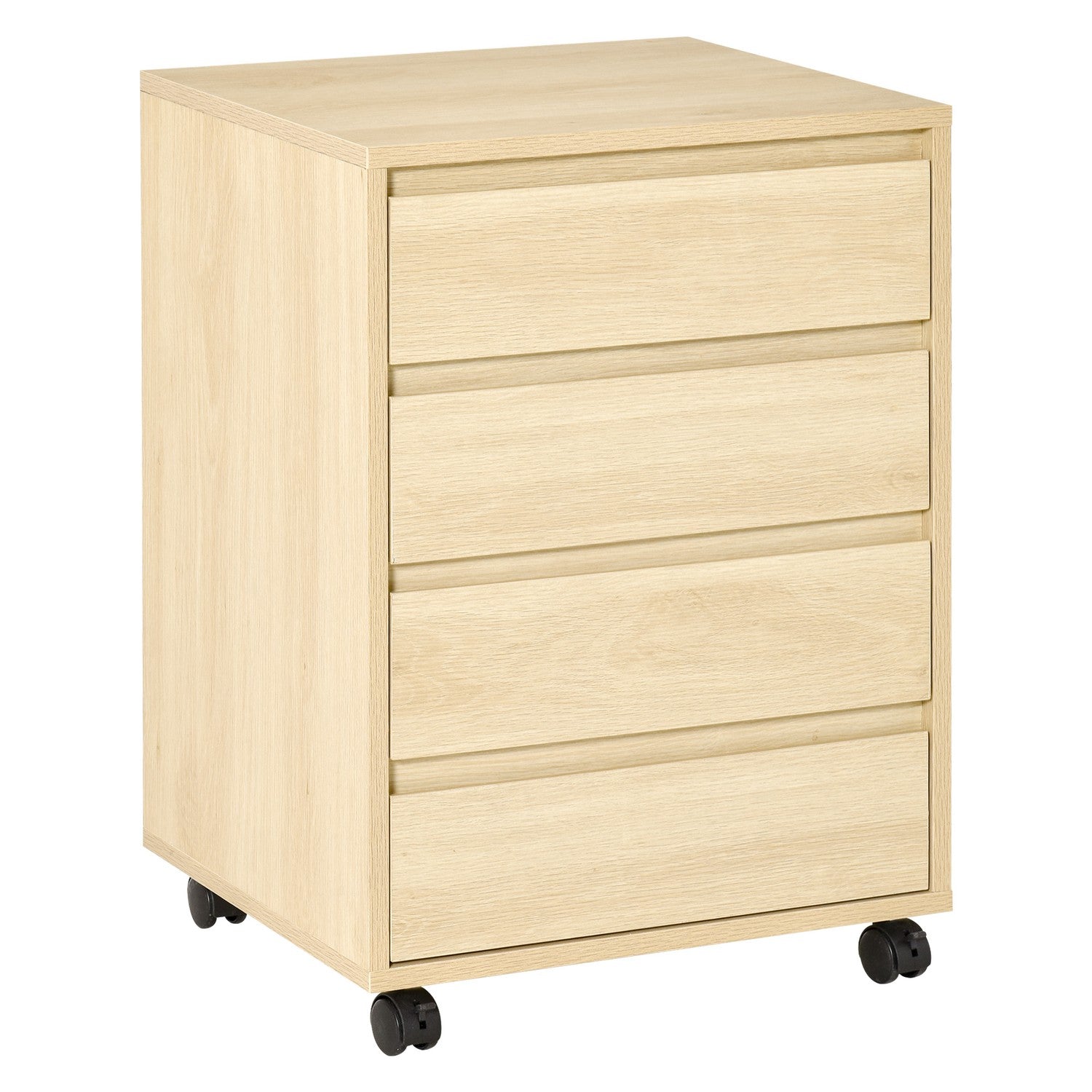 Verrijdbaar archiefkastje, 4 laden, natuurlijke afwerking