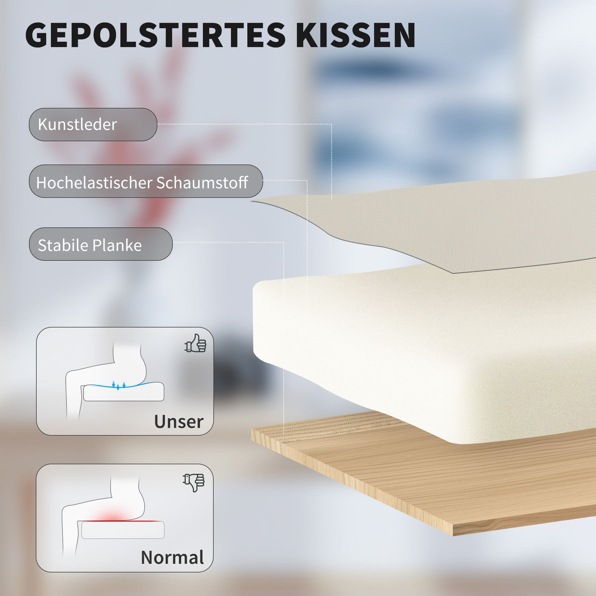 Kontorsstol med husdjursvänlig konstläder, fotstöd, justerbar