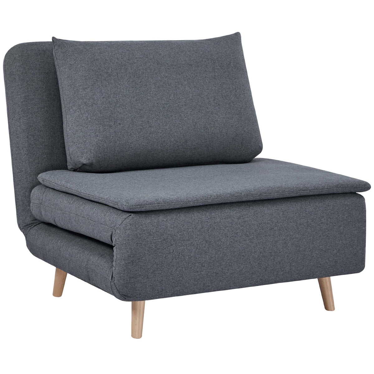 Converteerbare slaapfauteuil – verstelbare rugleuning, poten van beukenhout, grijs