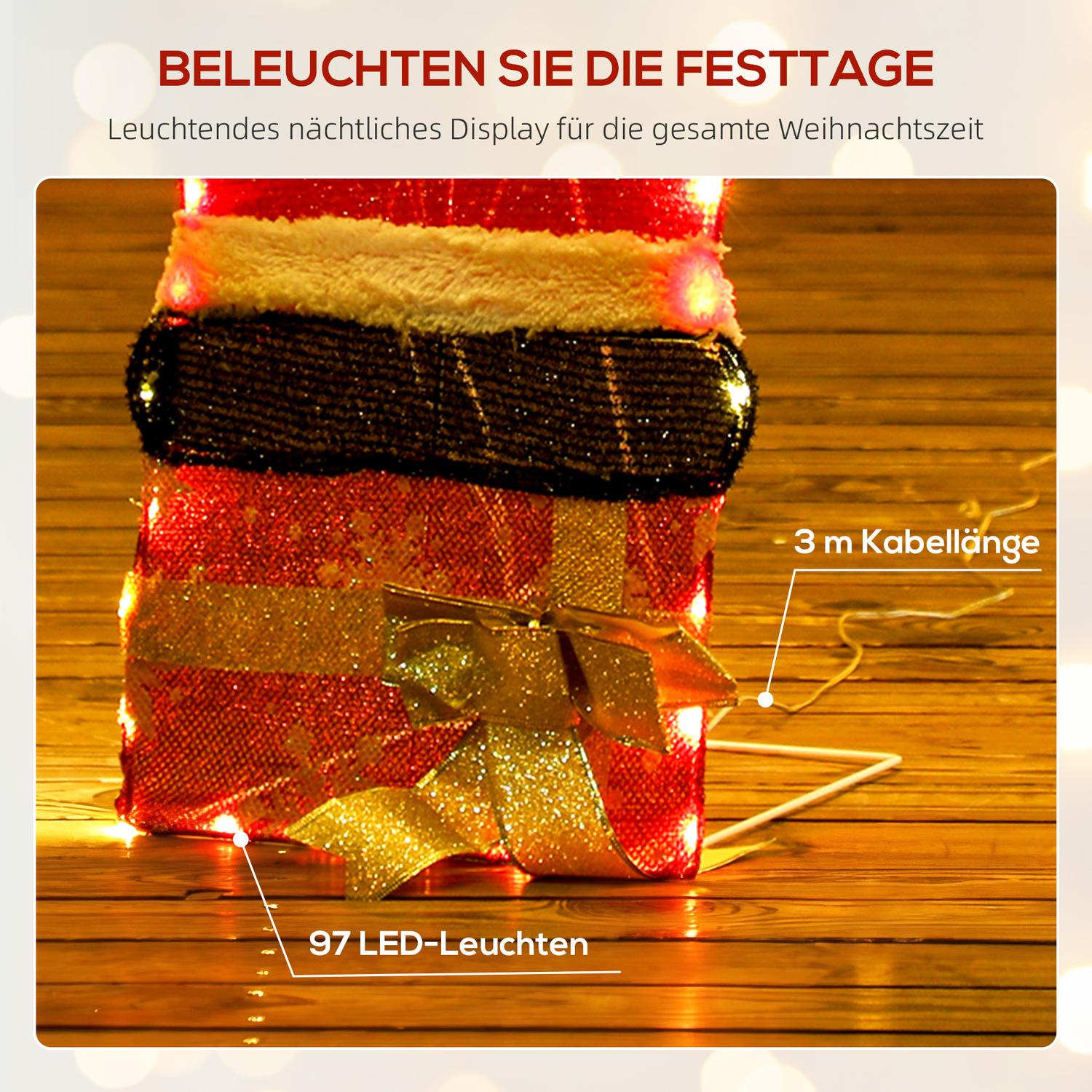 LED-juldekoration med tomtemotiv, 97 varmvita lampor, 93 cm
