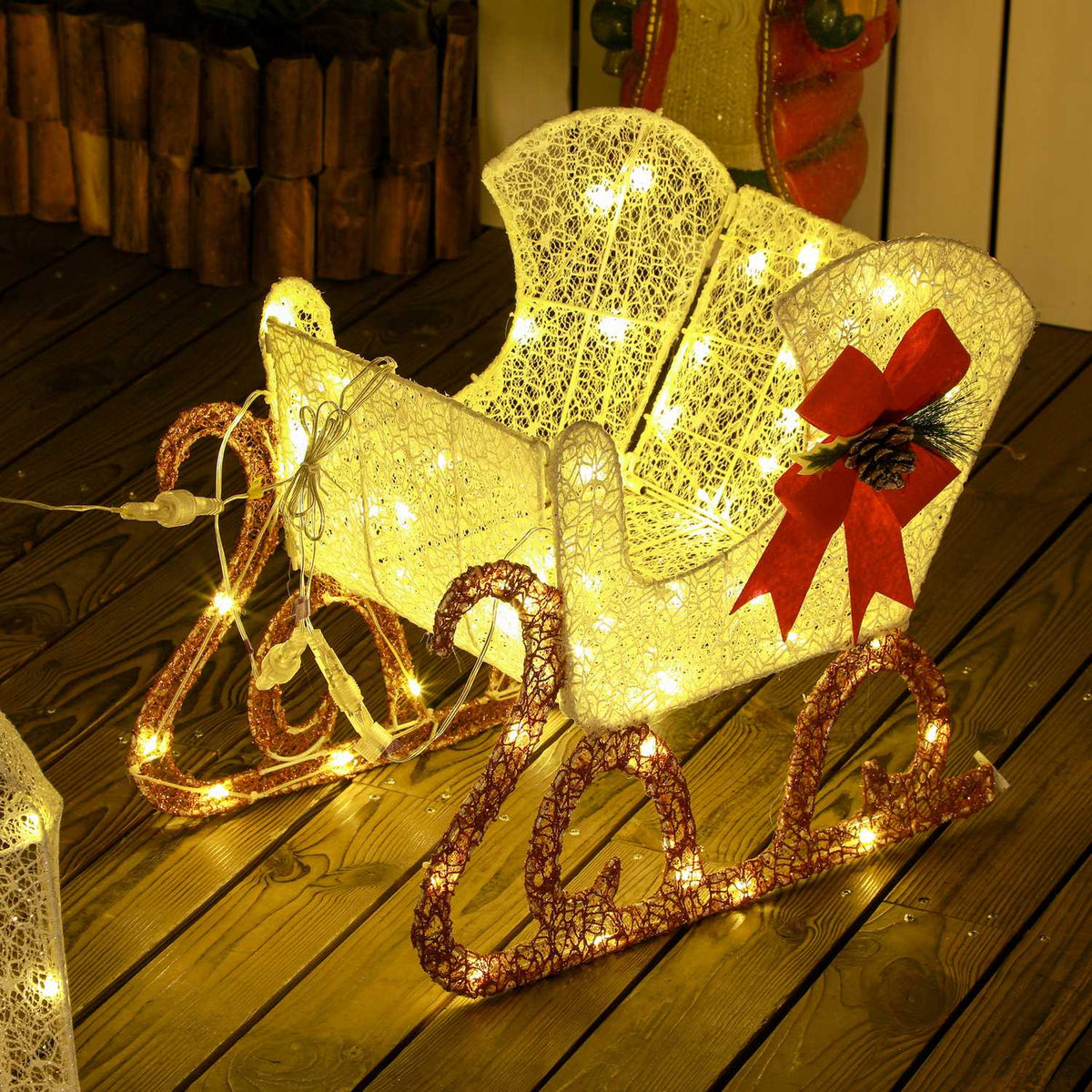 LED-rendier- en slededecoratie, 170 witte lampjes