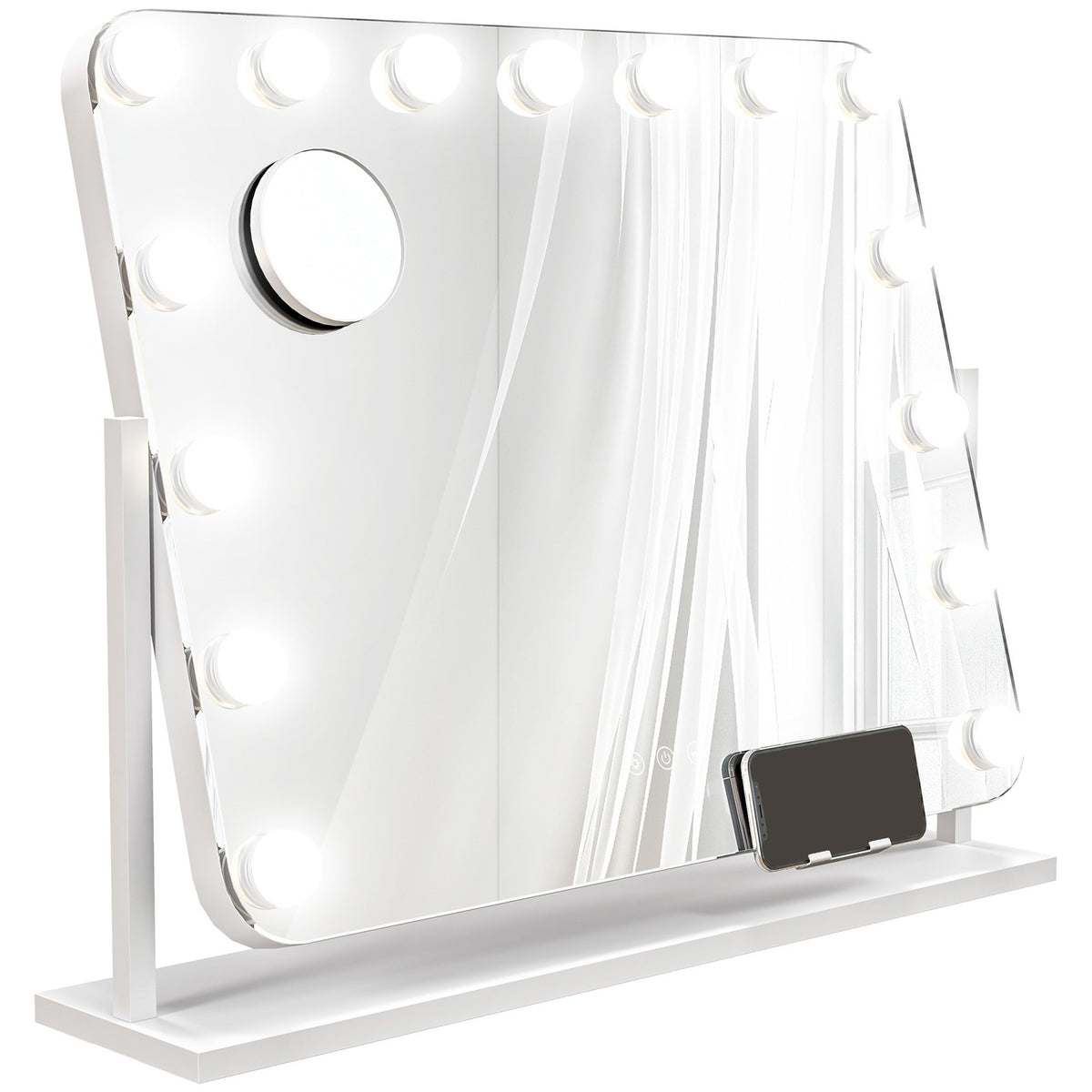 LED make-upspiegel – 3 lichtstanden, dimbaar, USB, 62,5 x 49,5 cm