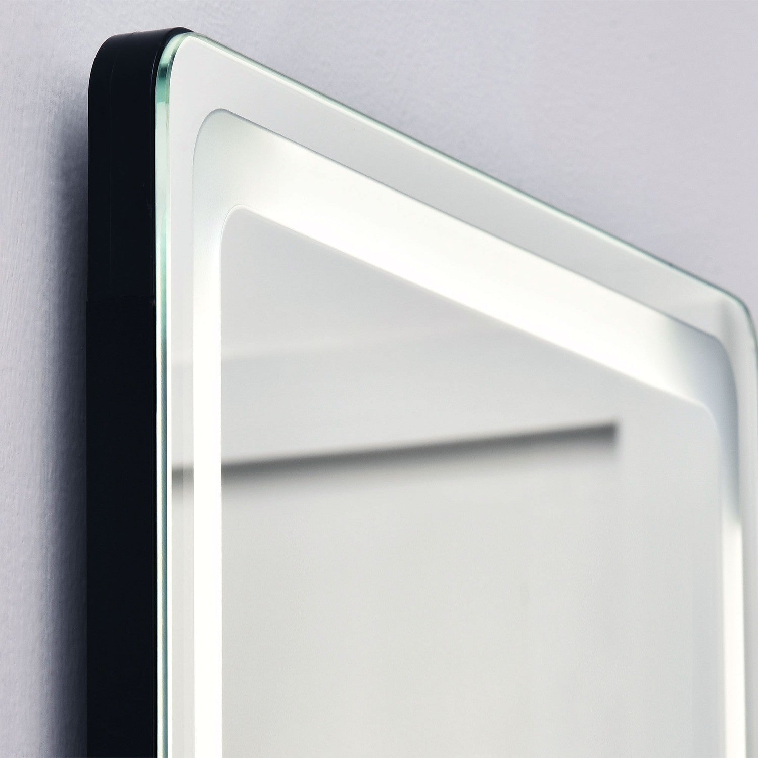 LED-staande spiegel van volledig formaat, make-up en wandmontage, zilver/zwart