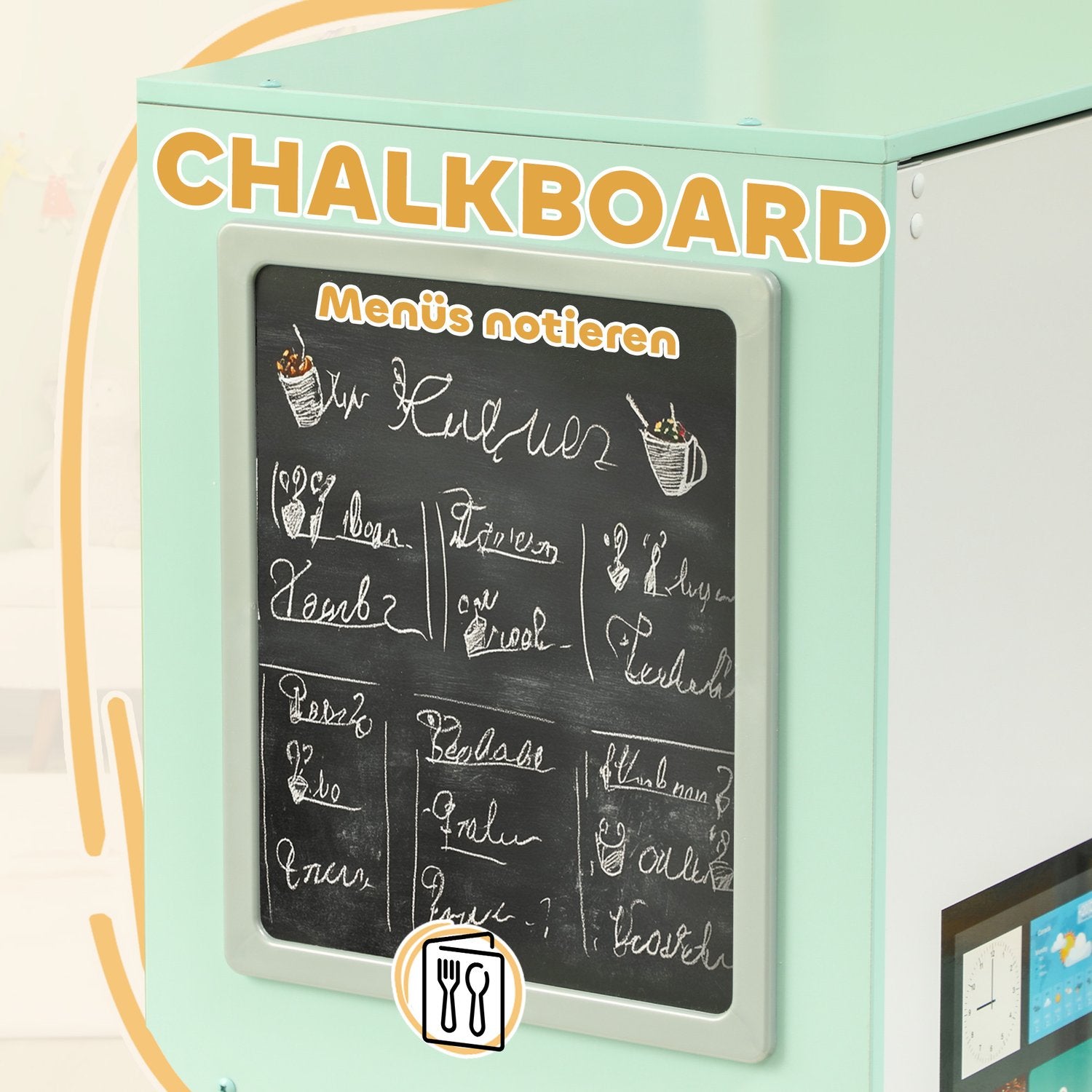 Speelkeuken voor kinderen met schoolbord en realistische functies