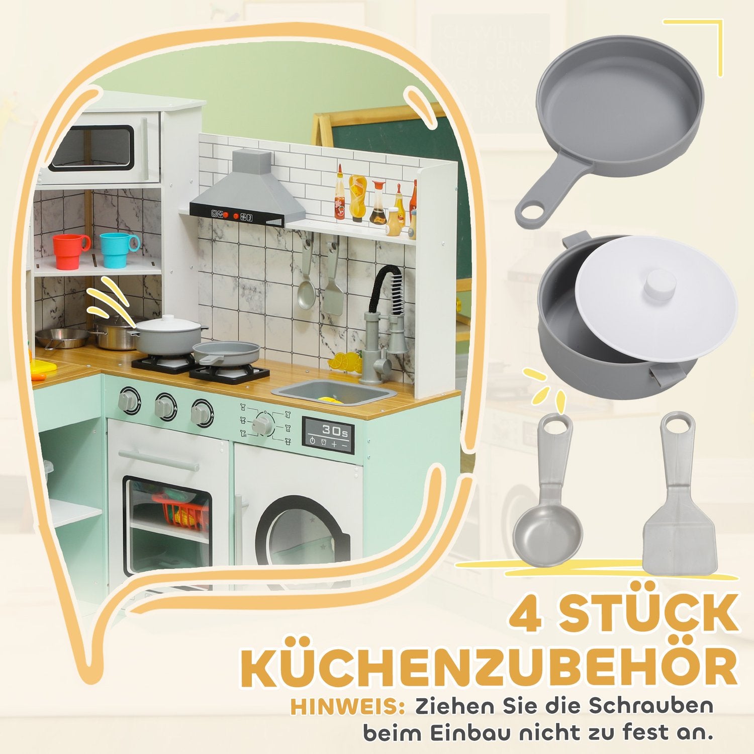 Speelkeuken voor kinderen met schoolbord en realistische functies