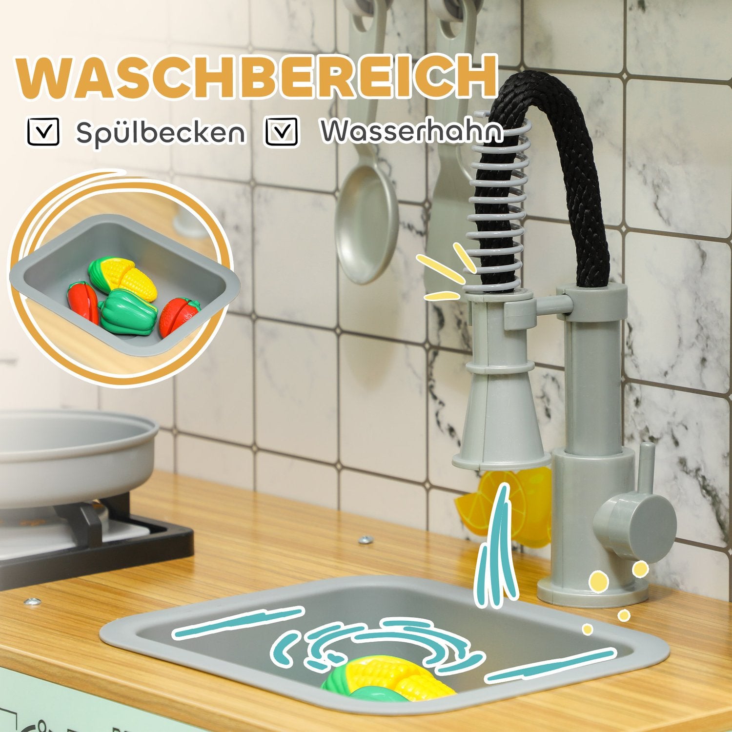 Speelkeuken voor kinderen met schoolbord en realistische functies
